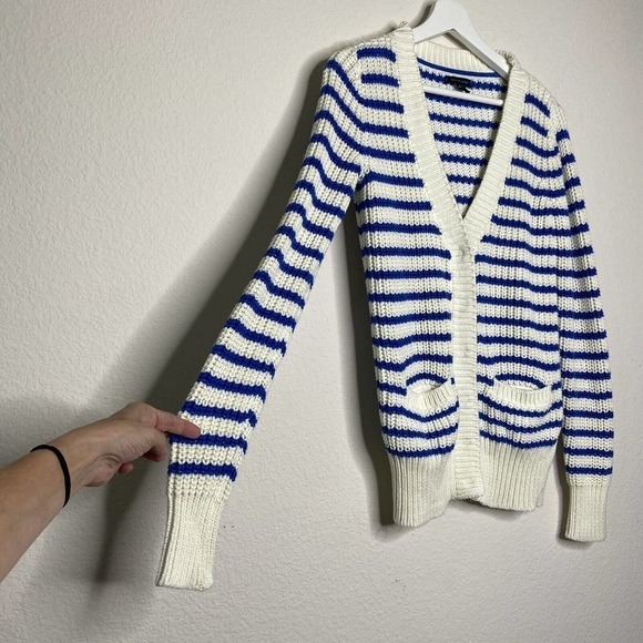 Tommy Hilfiger XS Striped Snap Pocketed Cardigan - Picture 3 of 8